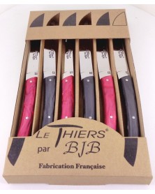 coffret 6 couteaux Le THIERS manche plexi noir et rouge LES COFFRETS