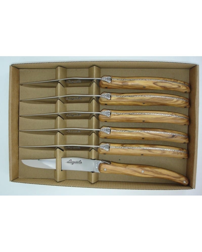 Coffret Laguiole ,manche en bois d' olivier LAGUIOLE PAR BJB