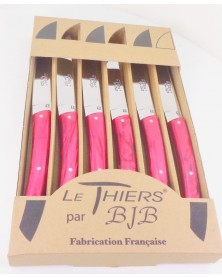 coffret 6 couteaux Le THIERS manche plexi rouge LES COFFRETS